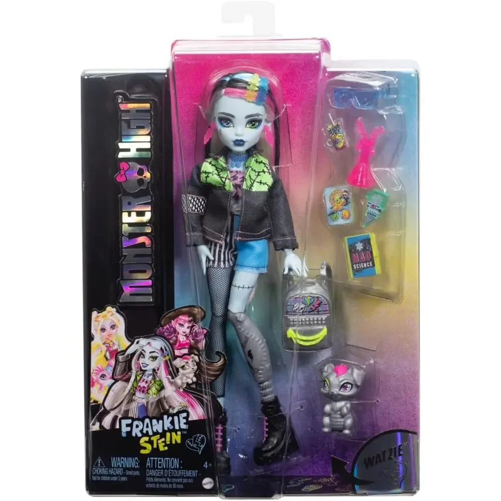 Monster High Frankie Stein Doll Denim Jacket Shorts  Pet Dog Watzie NWT